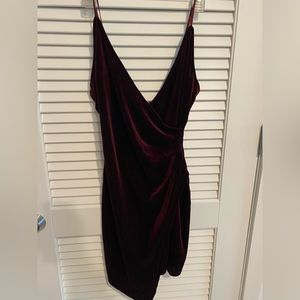 Sunset + Spring Crimson Velvet Bodycon Dress - S